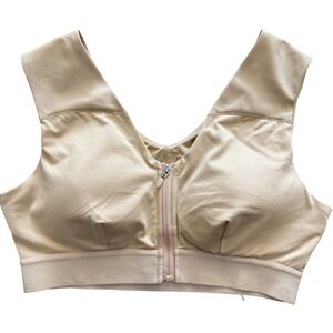 Tommie Copper Women's Zip Front Compression Bra XLarge Beige